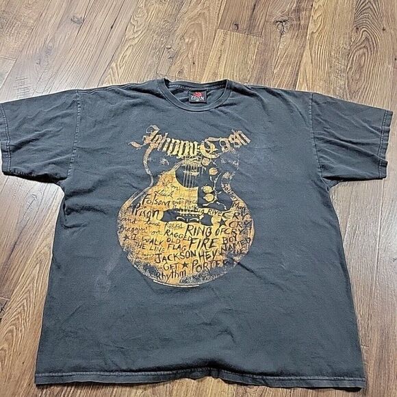 Zion Johnny C T Shirt Adult 2XL Black Short Slv Distressed Guitar Song Print - Picture 1 of 8